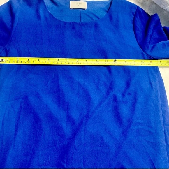 Everly Tunic Dress Small Royal Blue Mini Lined 3/4 Length Sleeves FoldUp Buttons - Picture 14 of 16